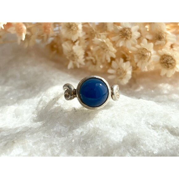 Lapis Lazuli Modernist Southwest 925 Sterling Silver Vintage Ring - sz 5.25 - Picture 9 of 9